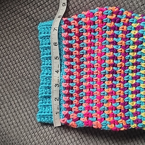 HANDMADE Homemade Small Dog Coat Sweater Crochet Moss Stitch Teal new - Picture 6 of 9